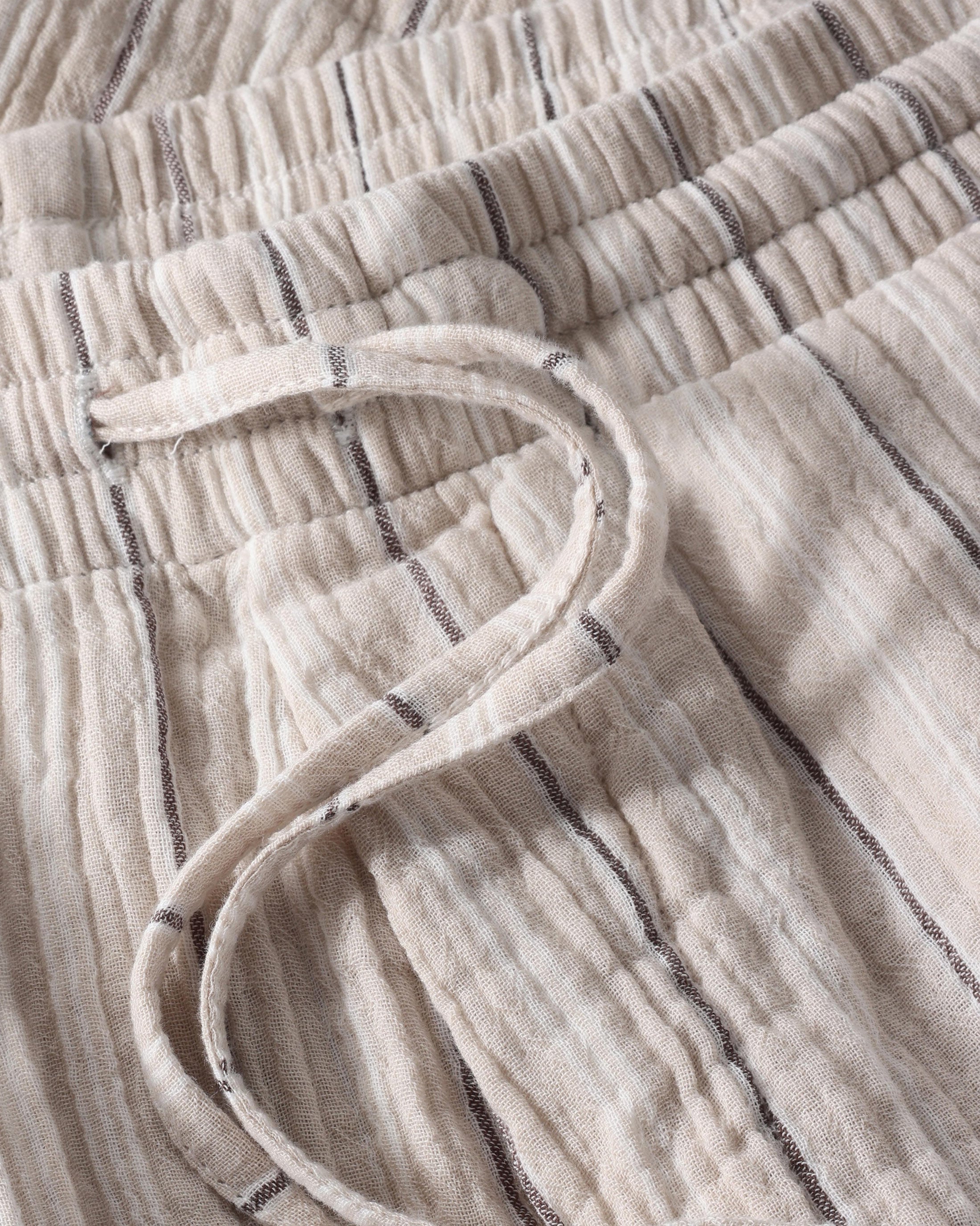 Gestreifte Musselin Shorts Bio Baumwolle - Sand