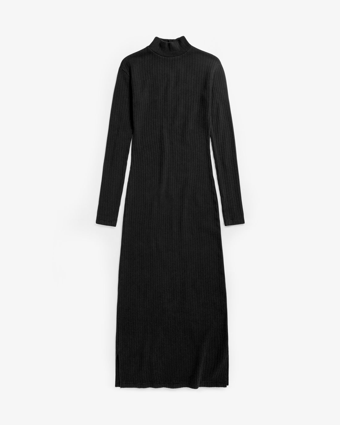 Schweres Mockneck Kleid Bio Baumwolle - Schwarz