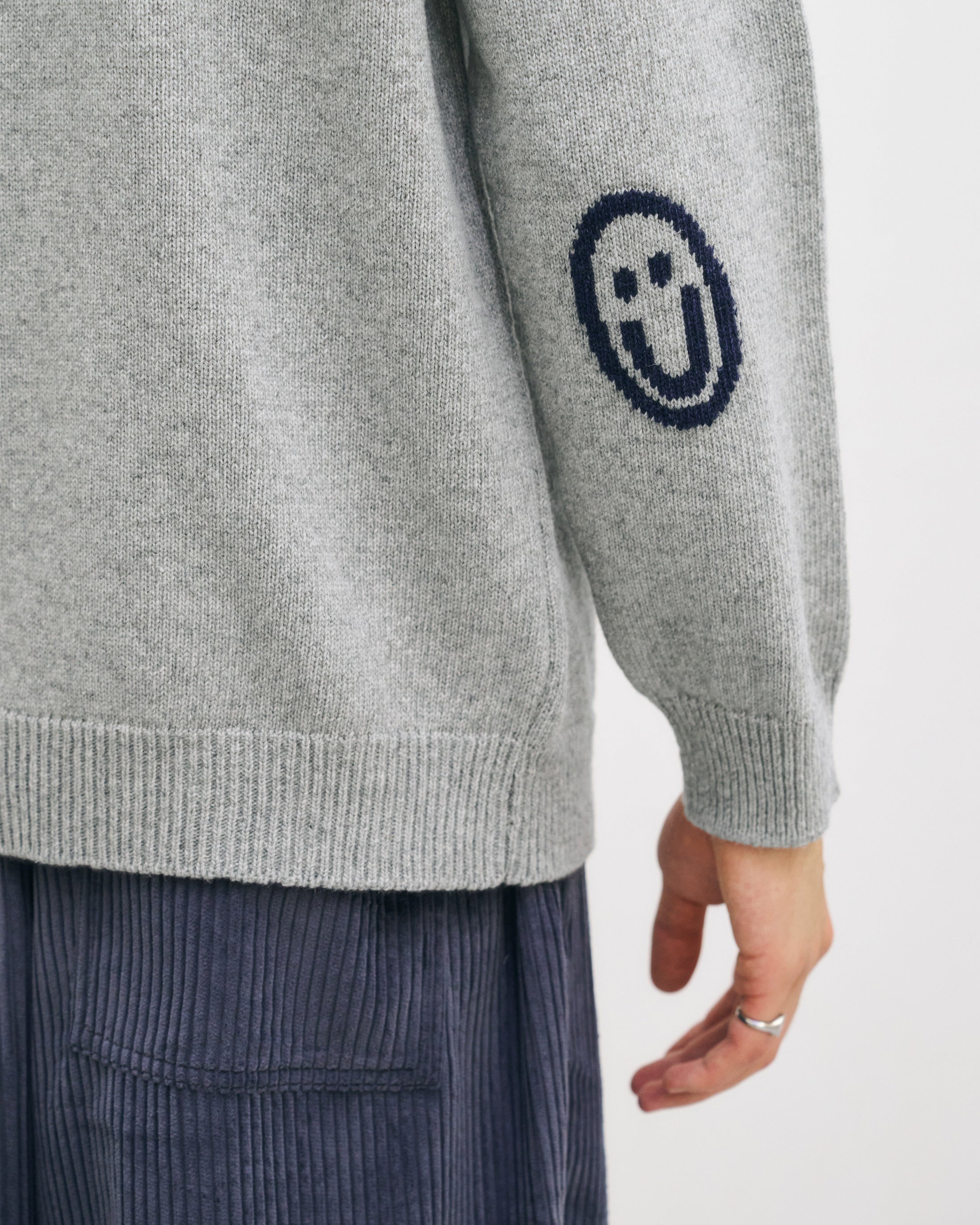 Smiling Strickpullover Recycelte Wolle - Hellgrau