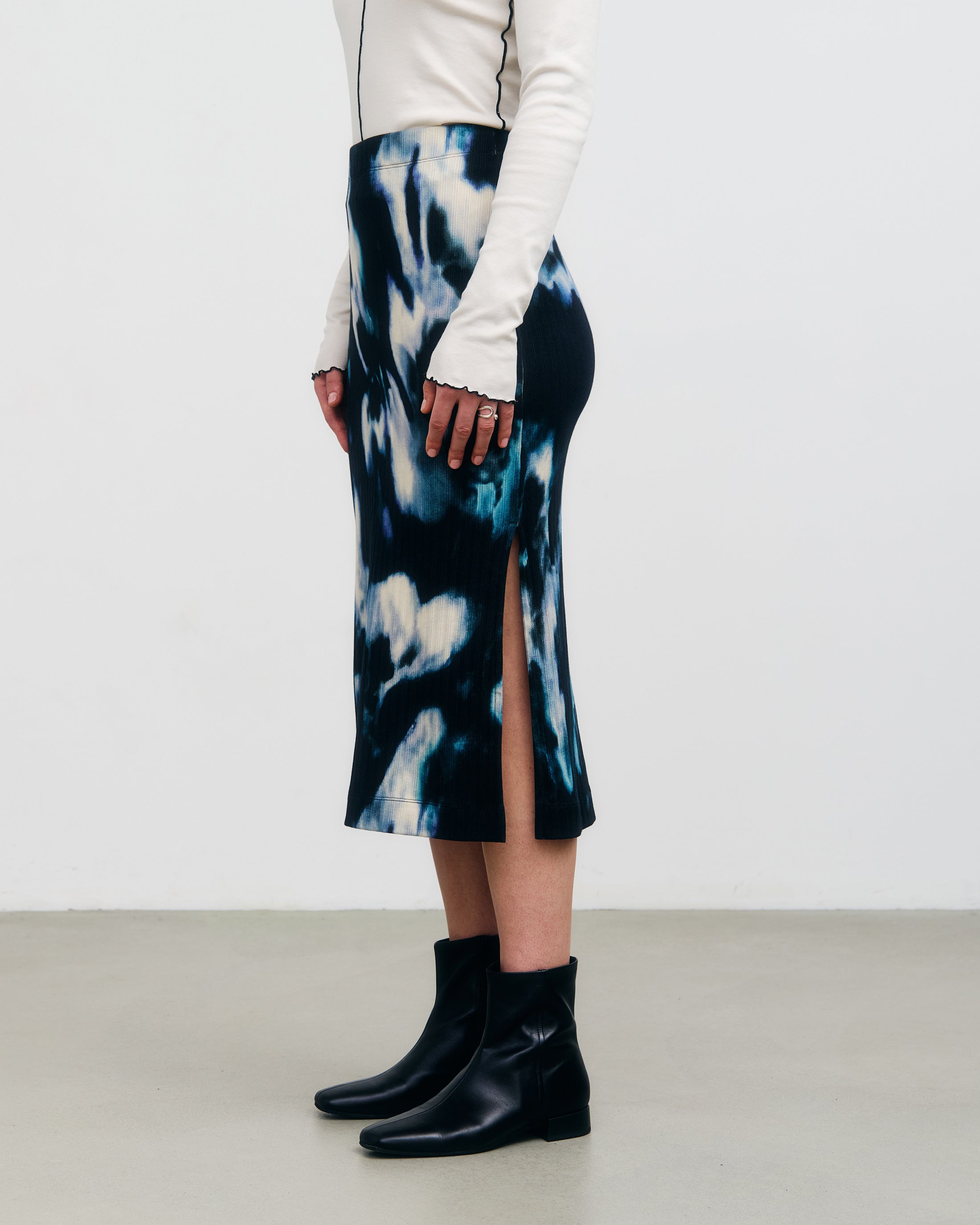 Gerippter Midi Rock Bio Baumwolle - Tie Dye