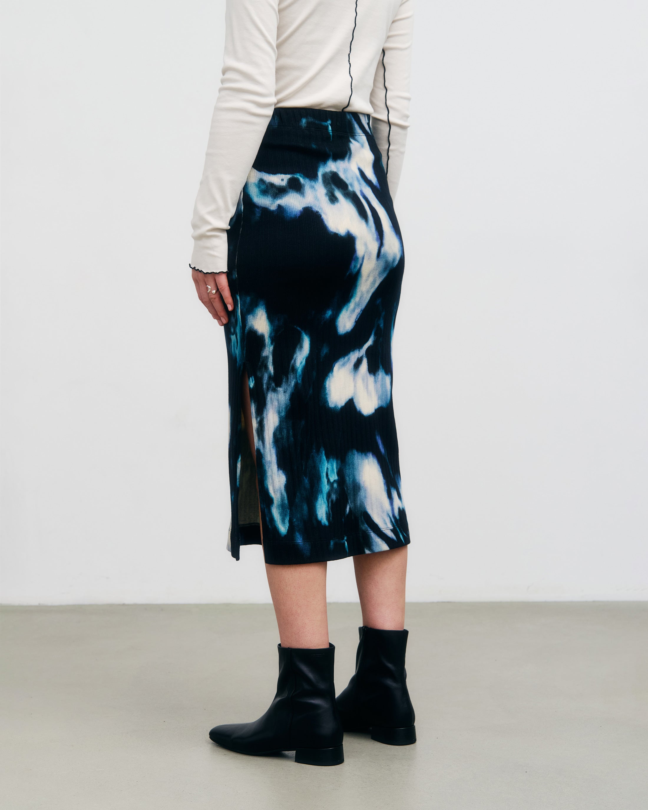Gerippter Midi Rock Bio Baumwolle - Tie Dye