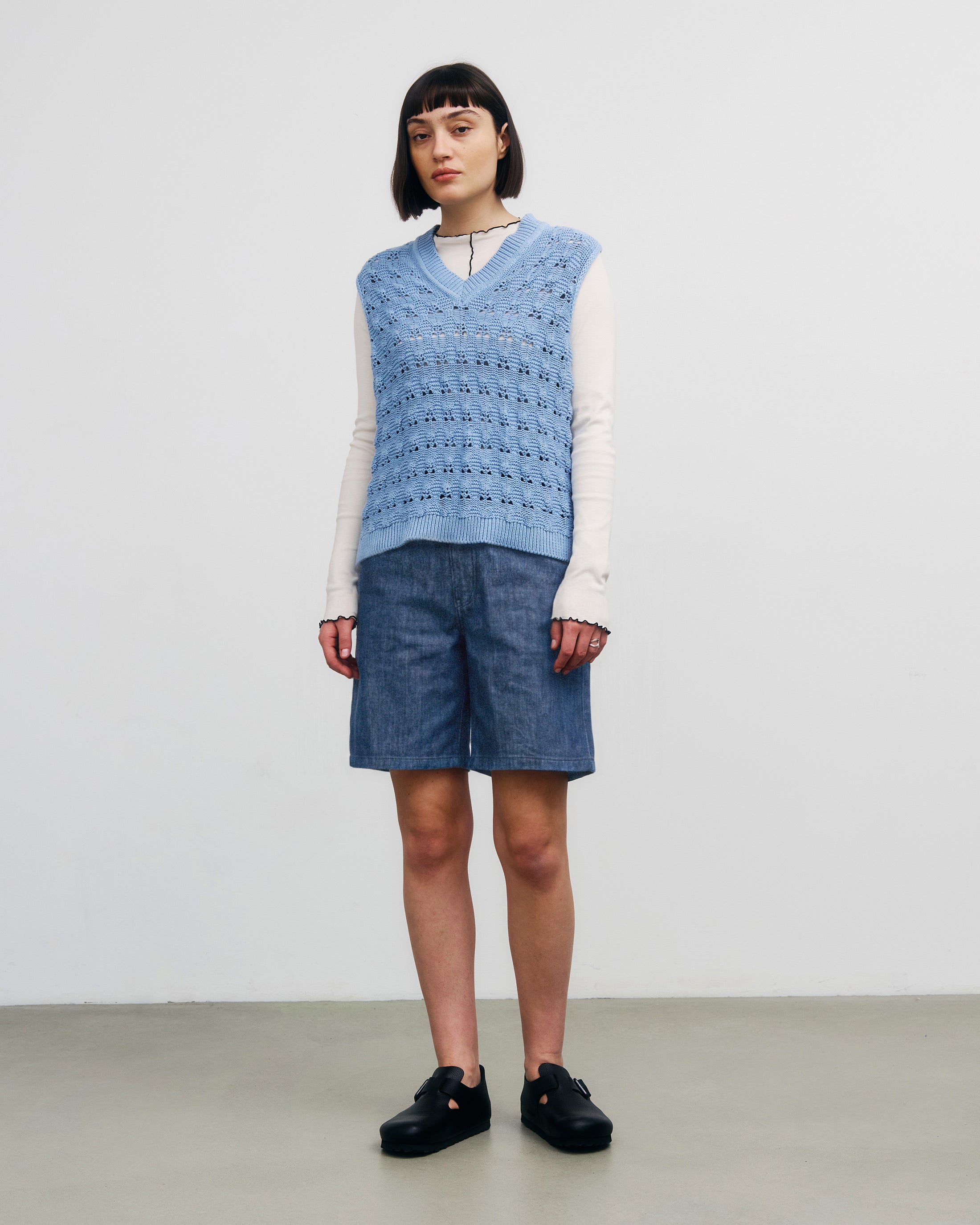 Weite Denim Shorts recycelte Baumwolle – Blau