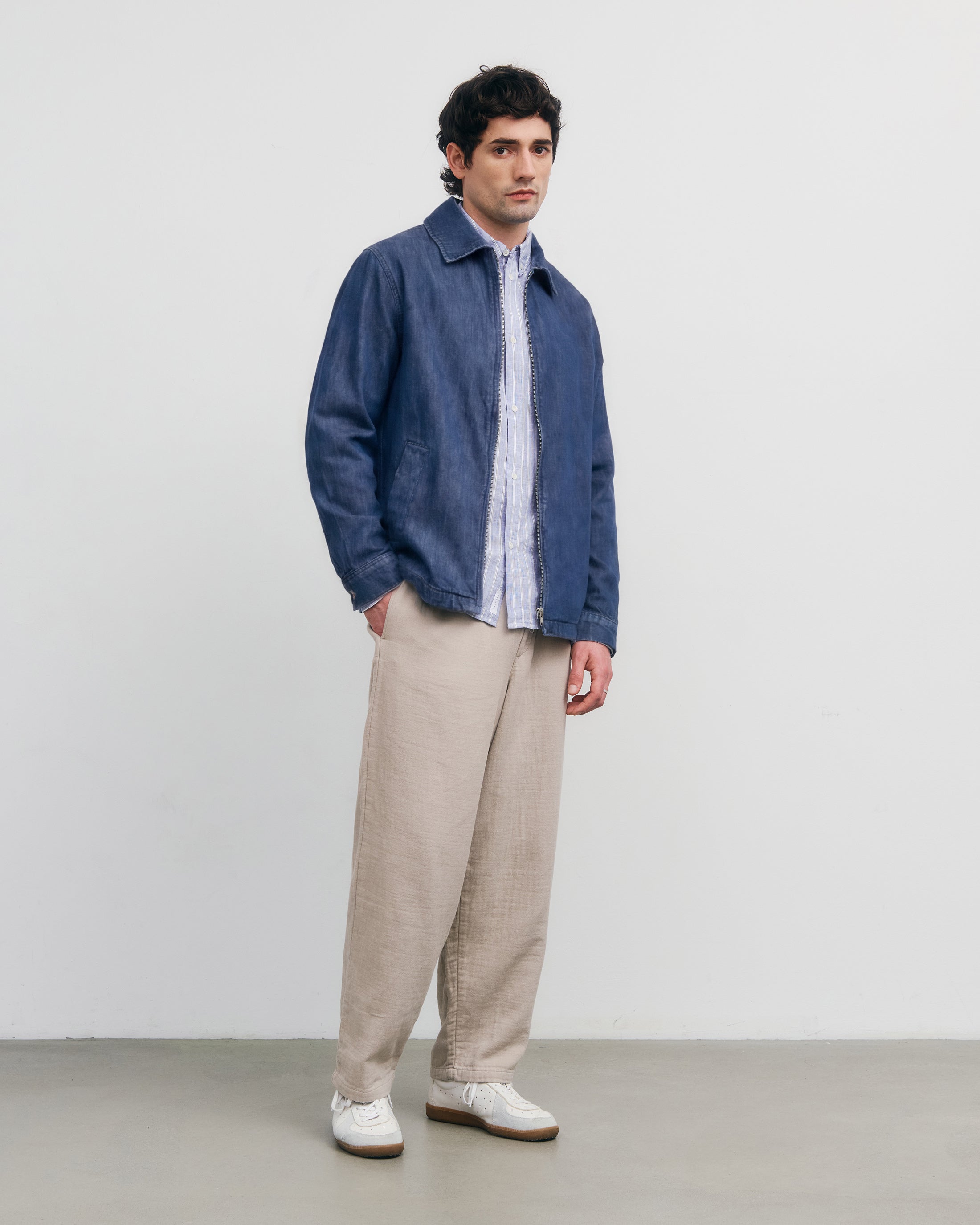 Workwear Zip Jacket Recycled Cotton - Washed Denim